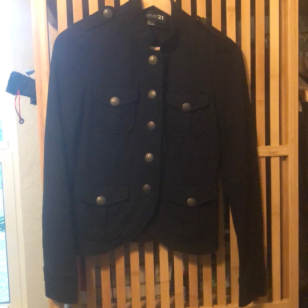 Forever 21 button jacket in black